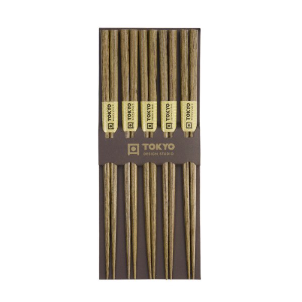 Tokyo Design Studio Wooden Chopsticks — 5 Pairs, 22 cm — product and packaging