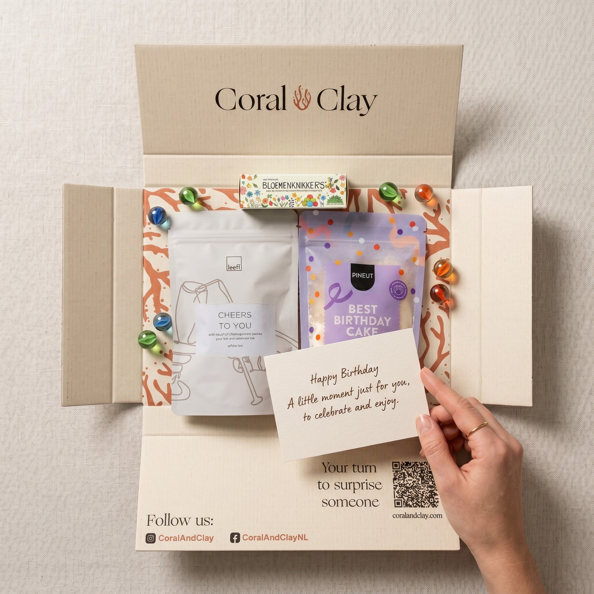 Birthday Moments Letterbox Gift — Cake Mix, Tea & Flower Seeds