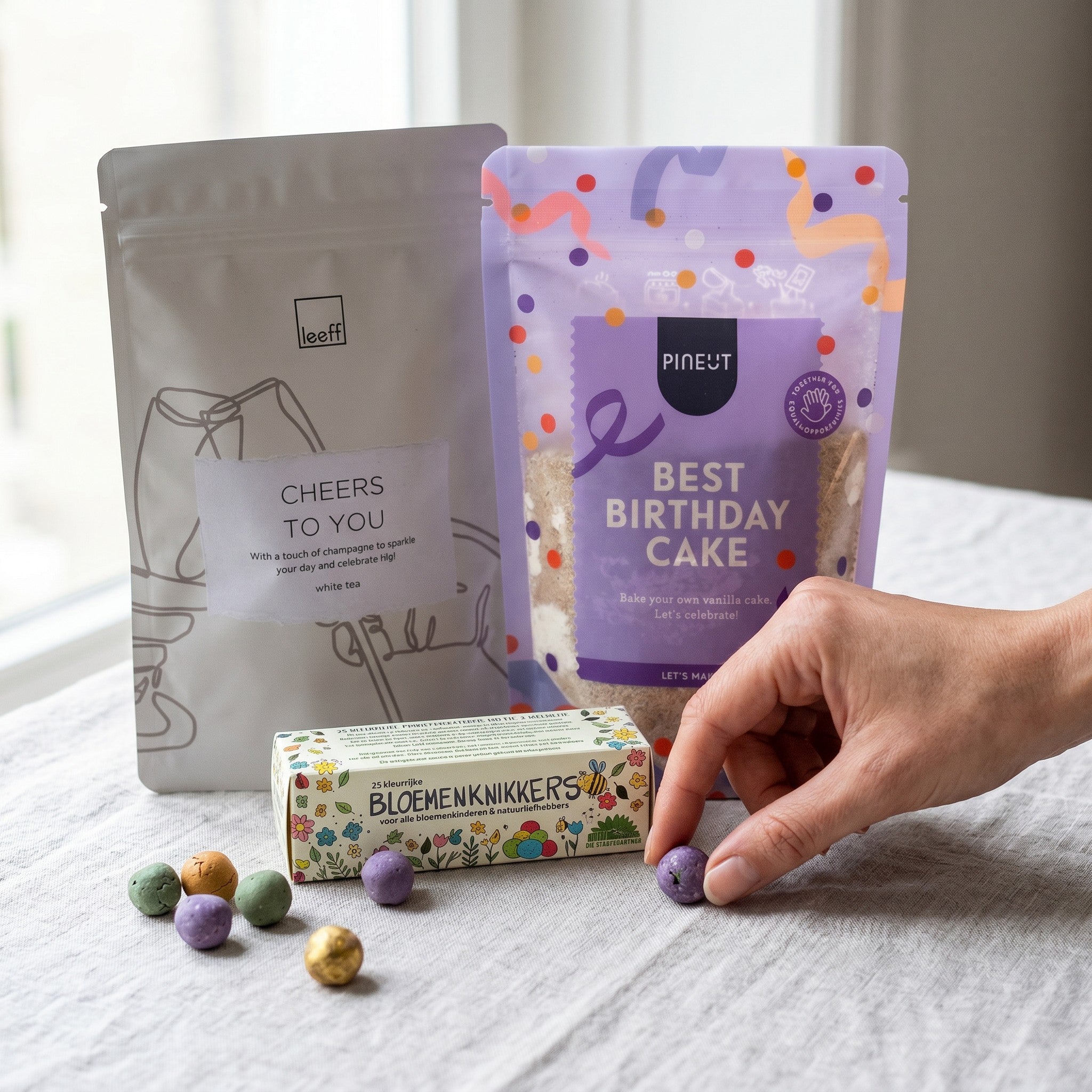 Birthday Moments Letterbox Gift — Cake Mix, Tea & Flower Seeds