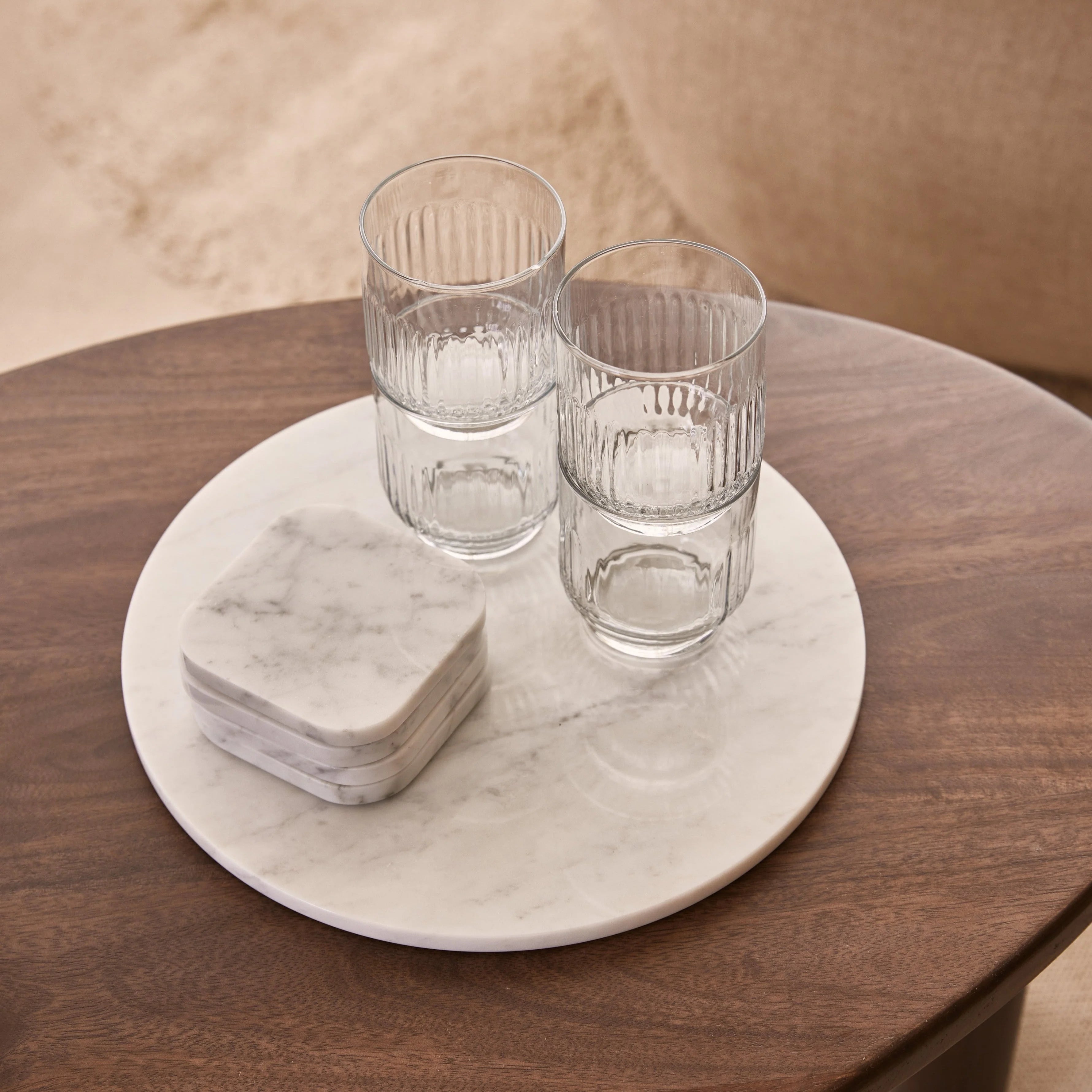 MOOISA Marble Coasters – White (Set of 4)