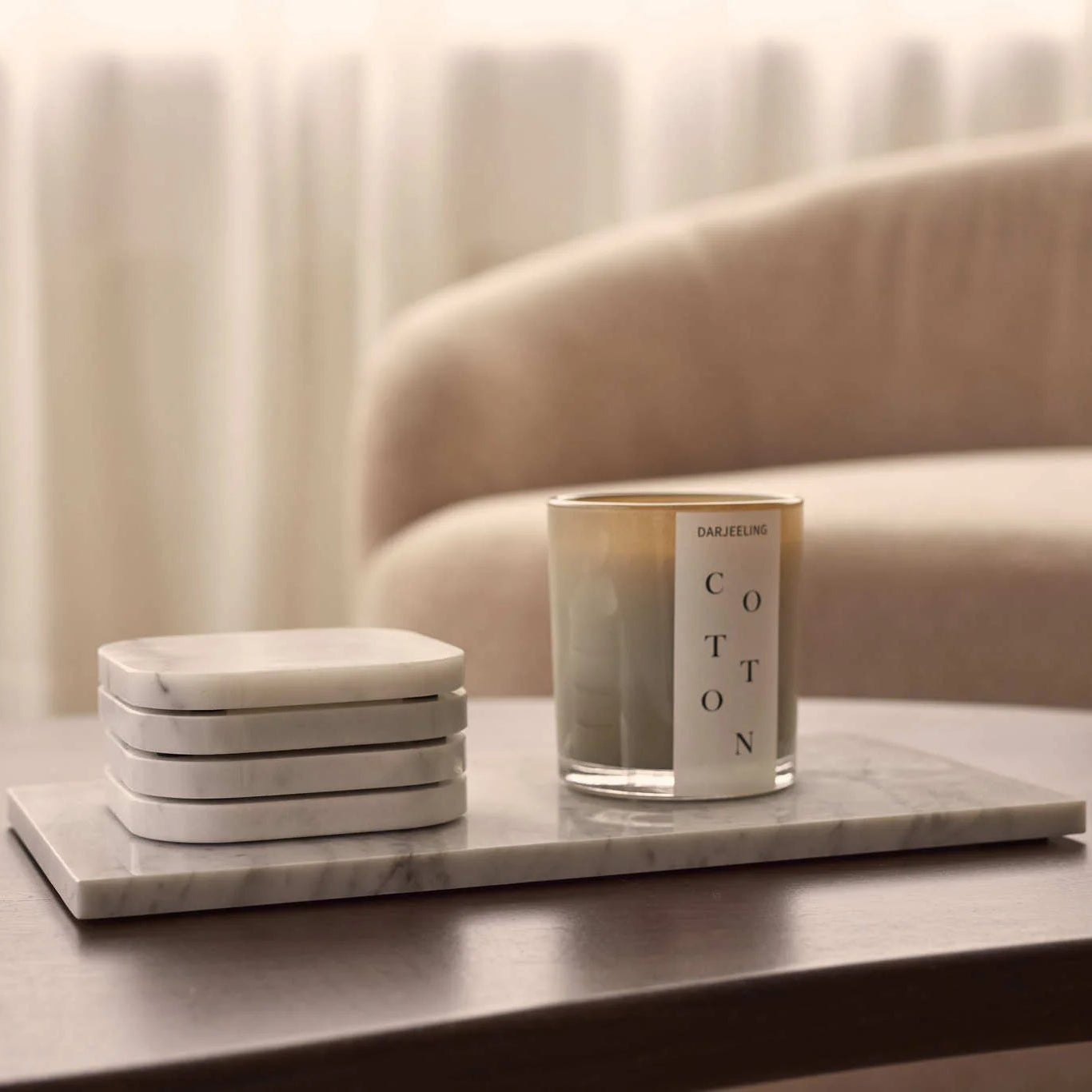 MOOISA Marble Coasters – White (Set of 4)