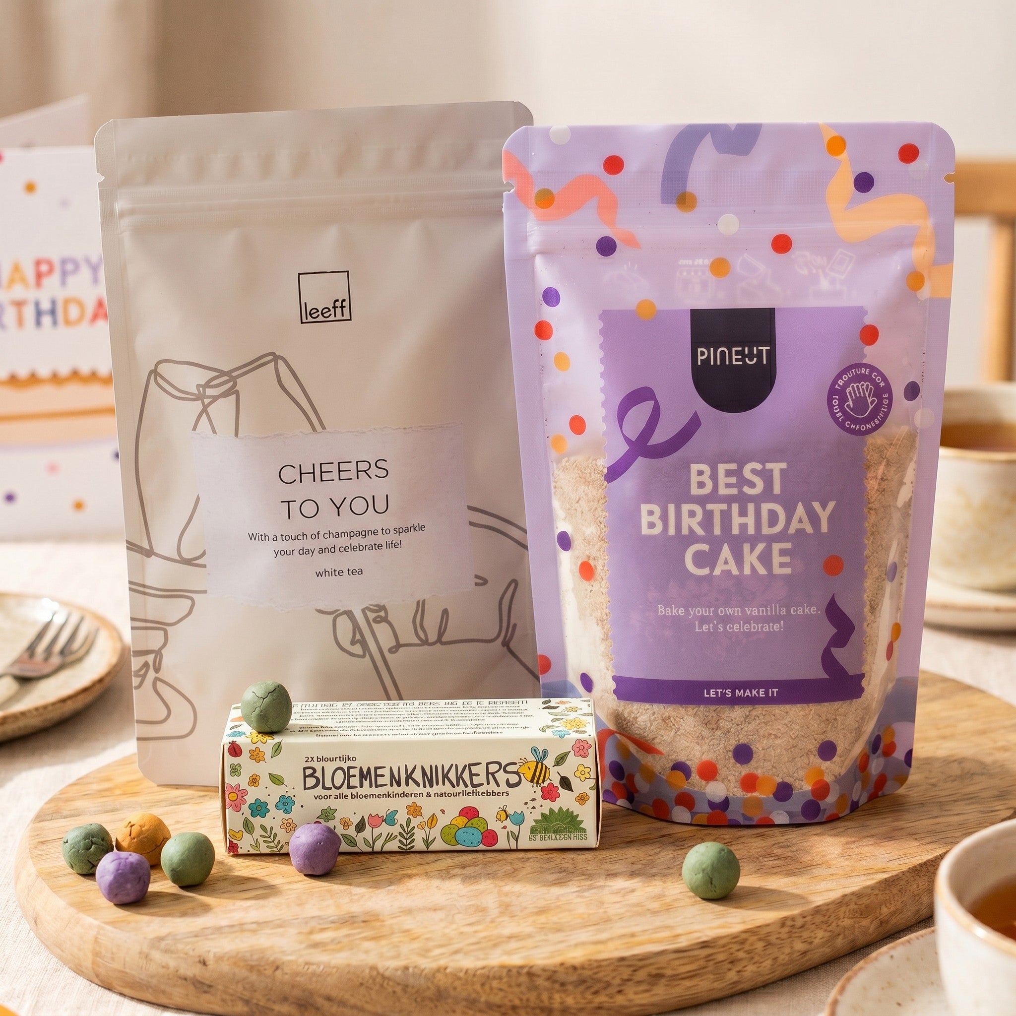Birthday Moments Letterbox Gift — Cake Mix, Tea & Flower Seeds