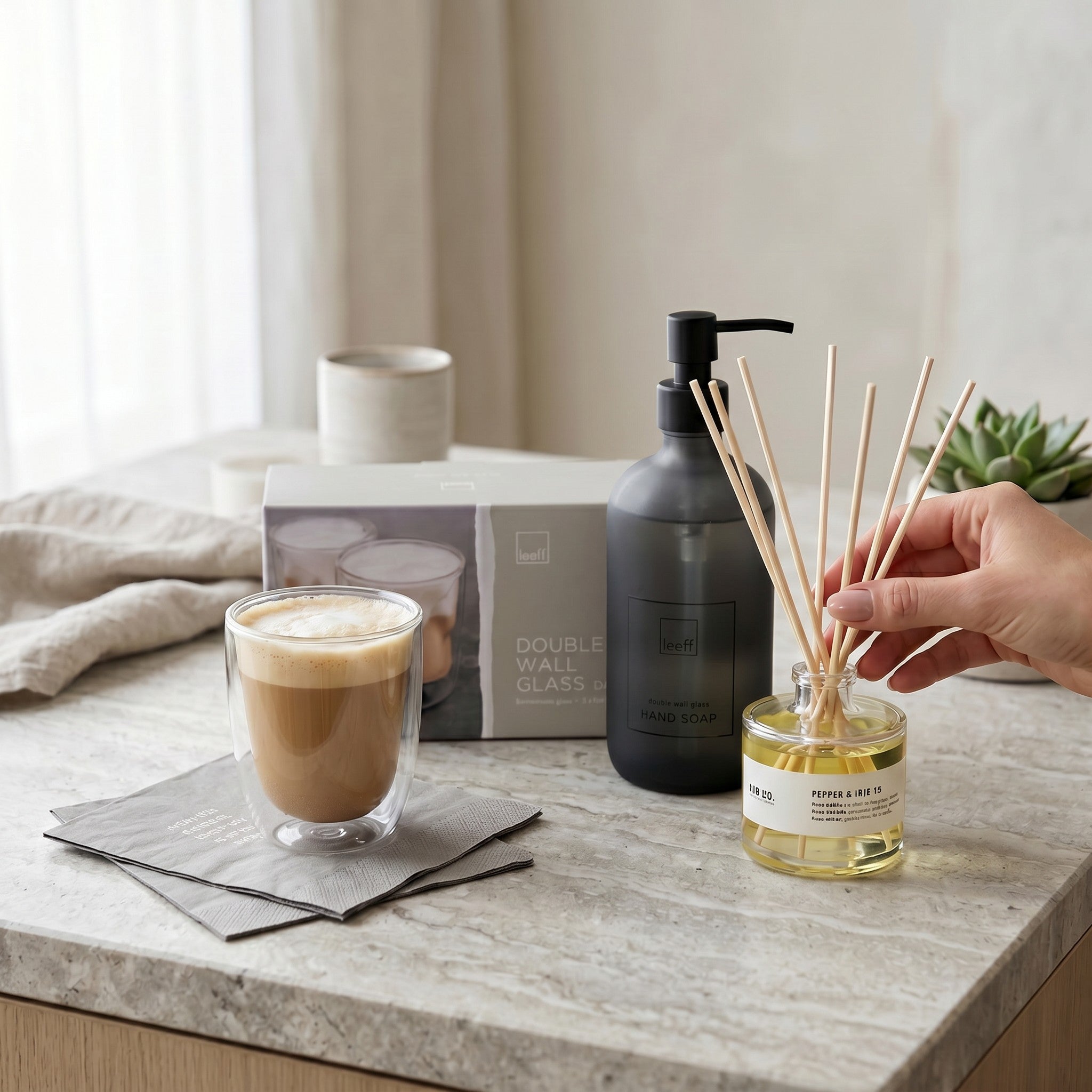 Home Haven Signature Gift — Diffuser, Glasses & Hand Soap