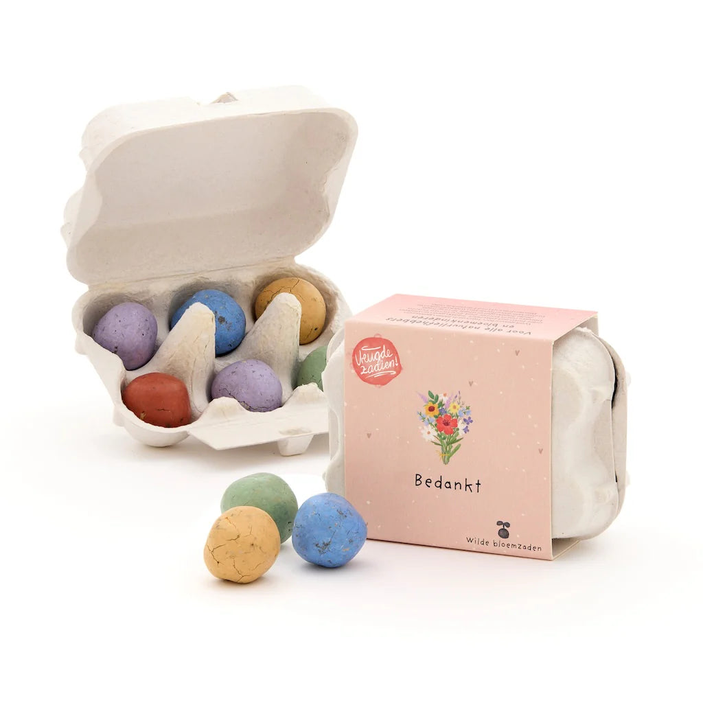 6 Flower Seed Balls in Egg Carton – Bedankt