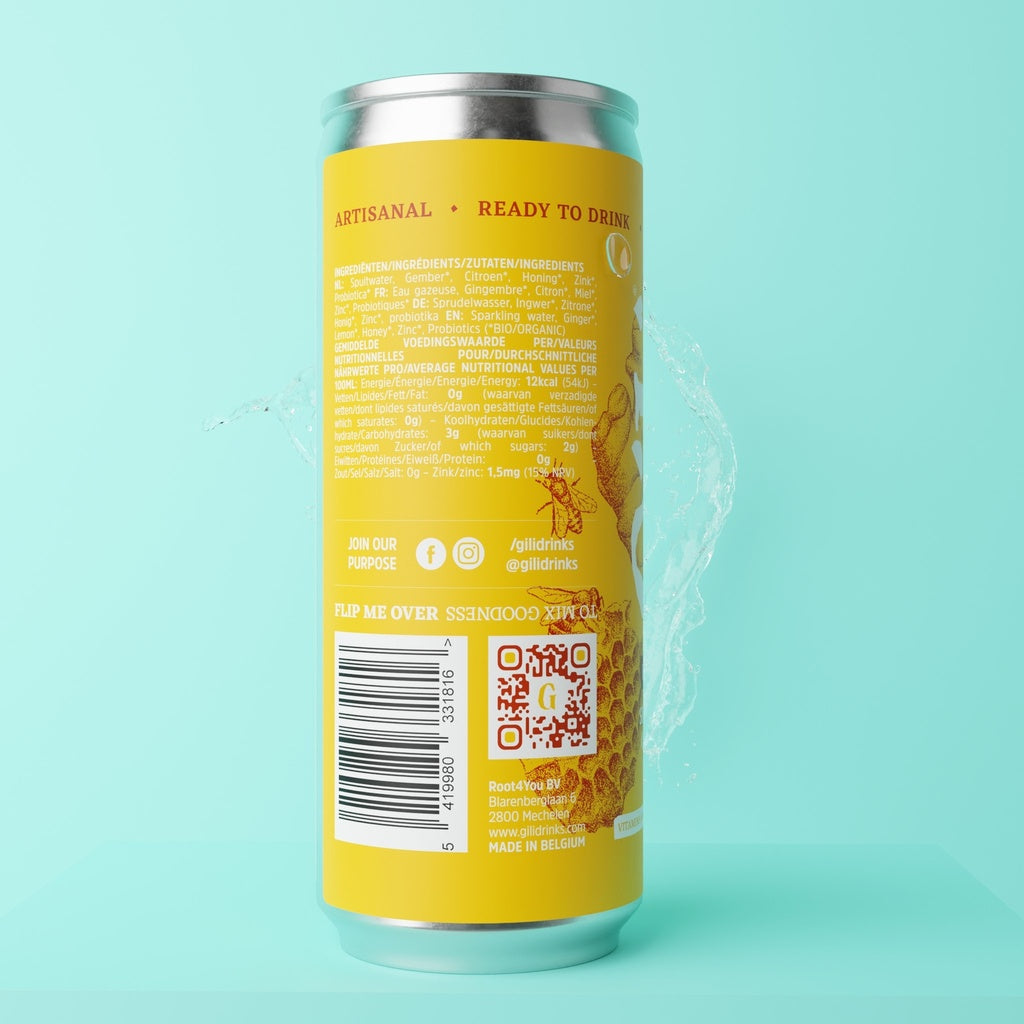 GILI Defense Ginger & Lemon — 250ml can, left rear view
