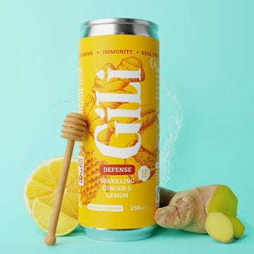 GILI Defense organic sparkling Ginger & Lemon — single 250ml can
