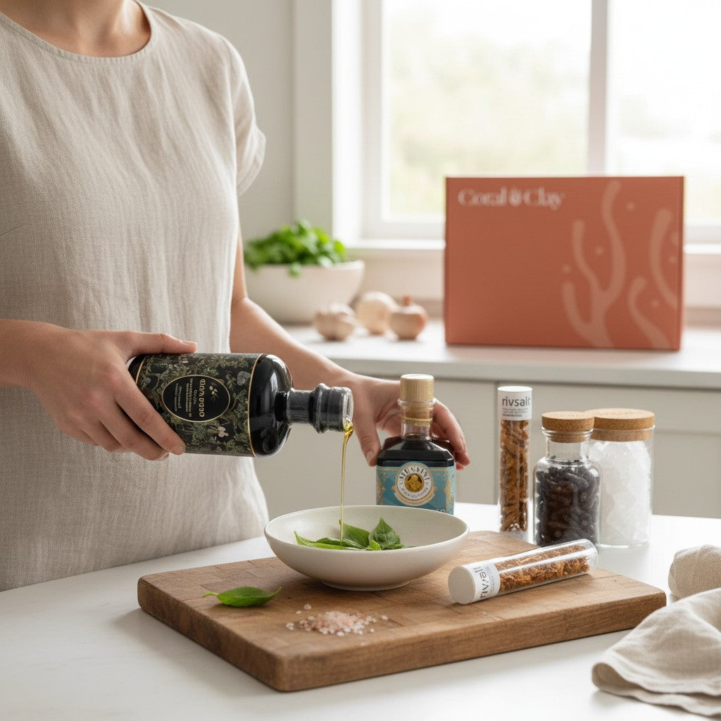 Premium Kitchen Essentials Gift — Balsamic, Olive Oil & Rivsalt