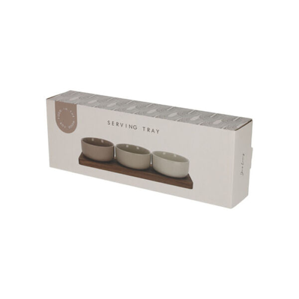 Serveerplank met kommen - Set van 3
